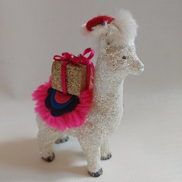 KURT ADLER Llama Ornament BNWT Sparkly Llama Carrying Present Christmas Tree - Picture 2 of 6